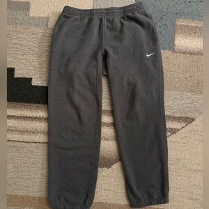 Nike Dark Gray Fleece Joggers with White Swoosh